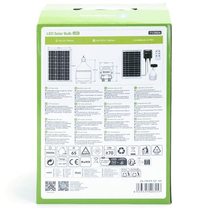 Aigostar - Suspension solaire LED/70W/12V 6000 mAh 6500K d. 12 cm + Télécommande