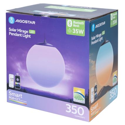 Aigostar - Suspension solaire RGB à intensité variable MESH LED/5W/3,7V 8000 mAh 2700K-6500K IP65 d. 30 cm