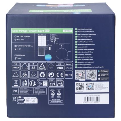 Aigostar - Suspension solaire à intensité variable RGBW MESH LED/5W/3,7V 8000 mAh 2700K-6500K IP65 d. 30 cm