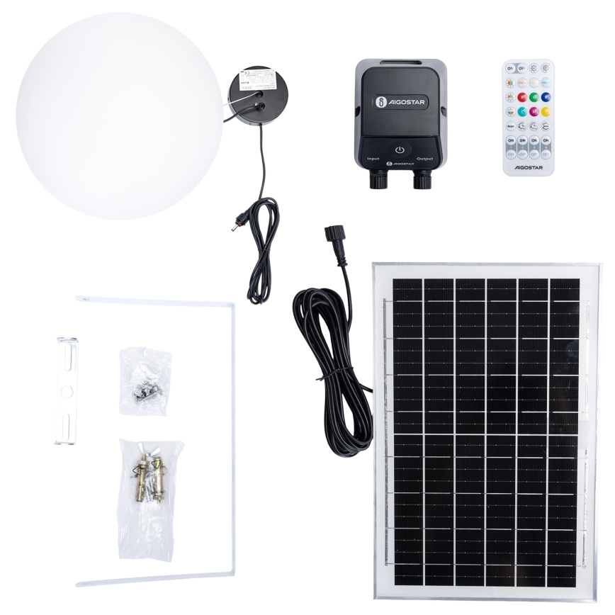 Aigostar - Suspension solaire à intensité variable RGBW MESH LED/35W/3,7V 8000 mAh 2700K-6500K IP65 d. 50 cm