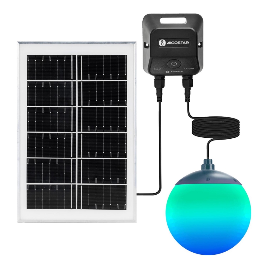 Aigostar - Suspension solaire RGB à intensité variable MESH LED/20W/3,7V 4000 mAh 2700K-6500K IP65 d. 15 cm