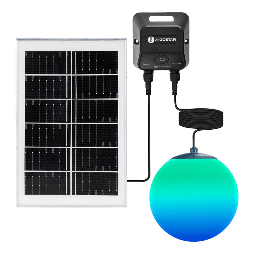 Aigostar - Suspension solaire RGB à intensité variable MESH LED/20W/3,7V 4000 mAh 2700K-6500K IP65 d. 20 cm