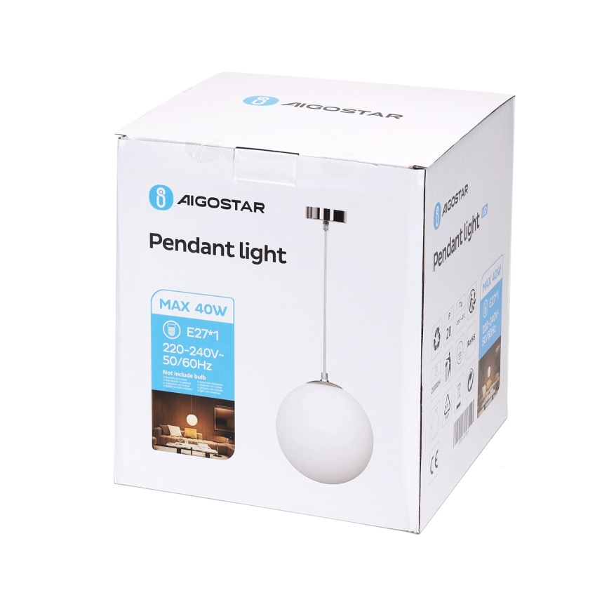 Aigostar - Suspension sur câble 1x E27/40W/230V Ø 20 cm