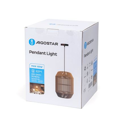 Aigostar - Suspension sur câble 1xE27/60W/230V beige Ø 23 cm