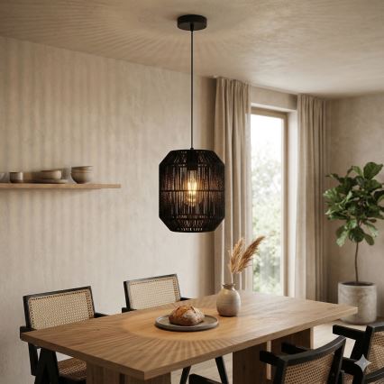 Aigostar - Suspension sur câble 1xE27/60W/230V noire Ø 23 cm