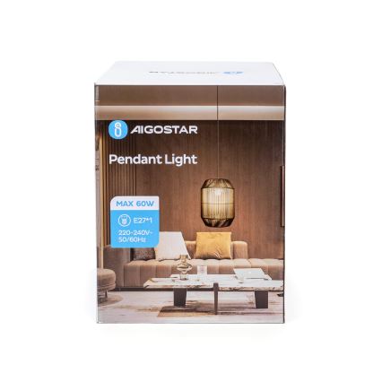 Aigostar - Suspension sur câble 1xE27/60W/230V noire Ø 23 cm