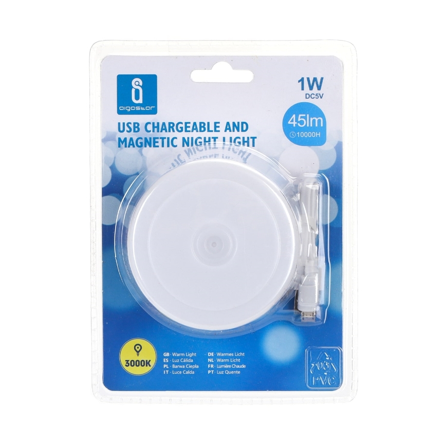 Aigostar - Veilleuse nomade LED/1W/5V 3000K + USB