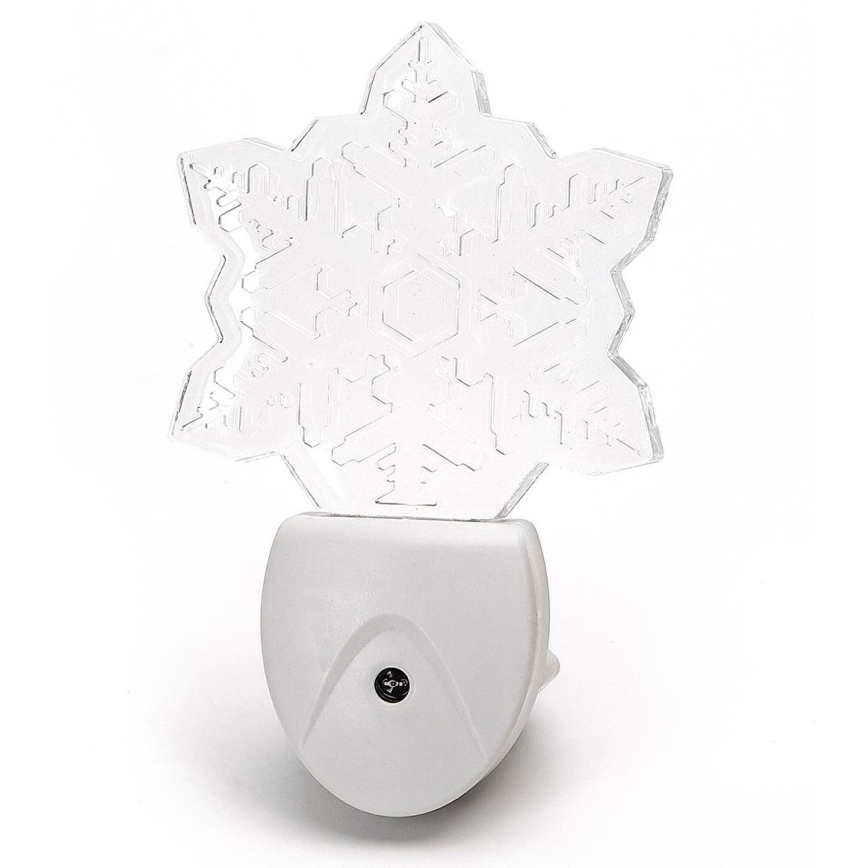 Aigostar - Veilleuse RGB avec détecteur crépusculaire LED/0,5W/230V flocon de neige