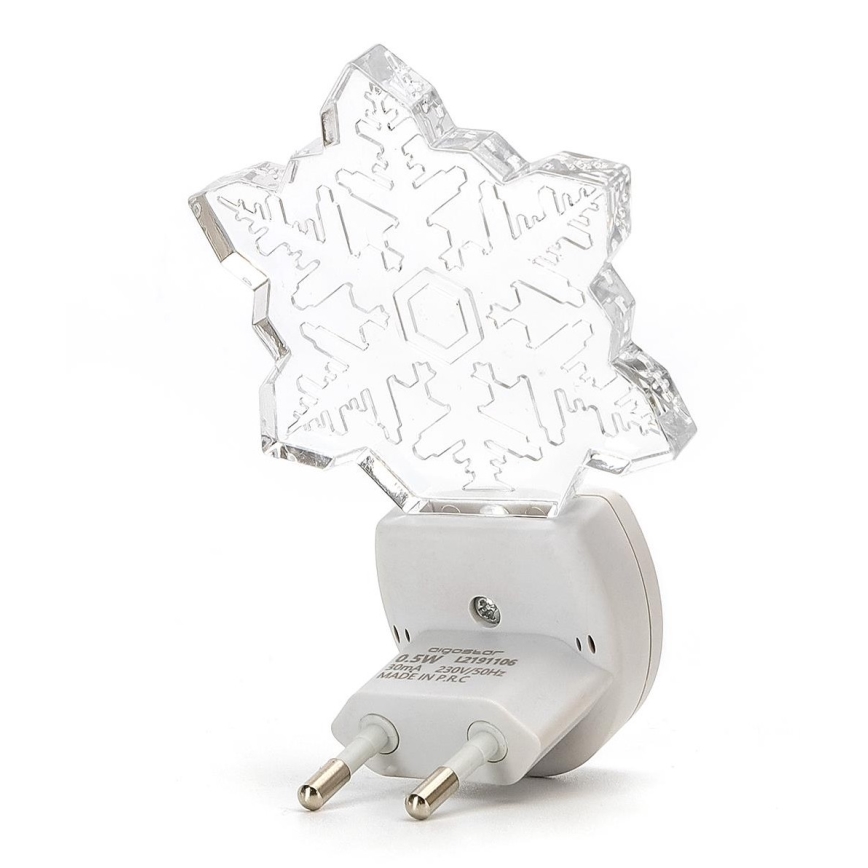 Aigostar - Veilleuse RGB avec détecteur crépusculaire LED/0,5W/230V flocon de neige