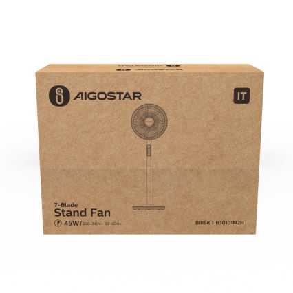 Aigostar - Ventilateur colonne 45W/230V 110 cm blanc