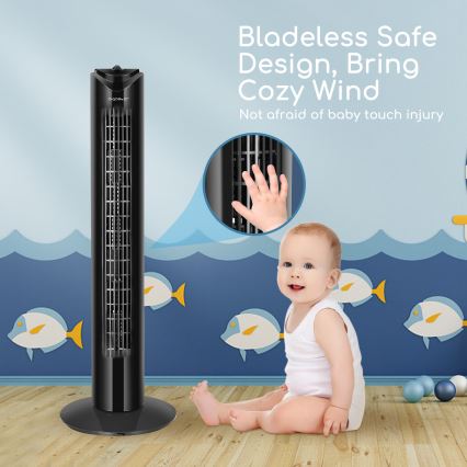 Aigostar - Ventilateur colonne 45W/230V noir
