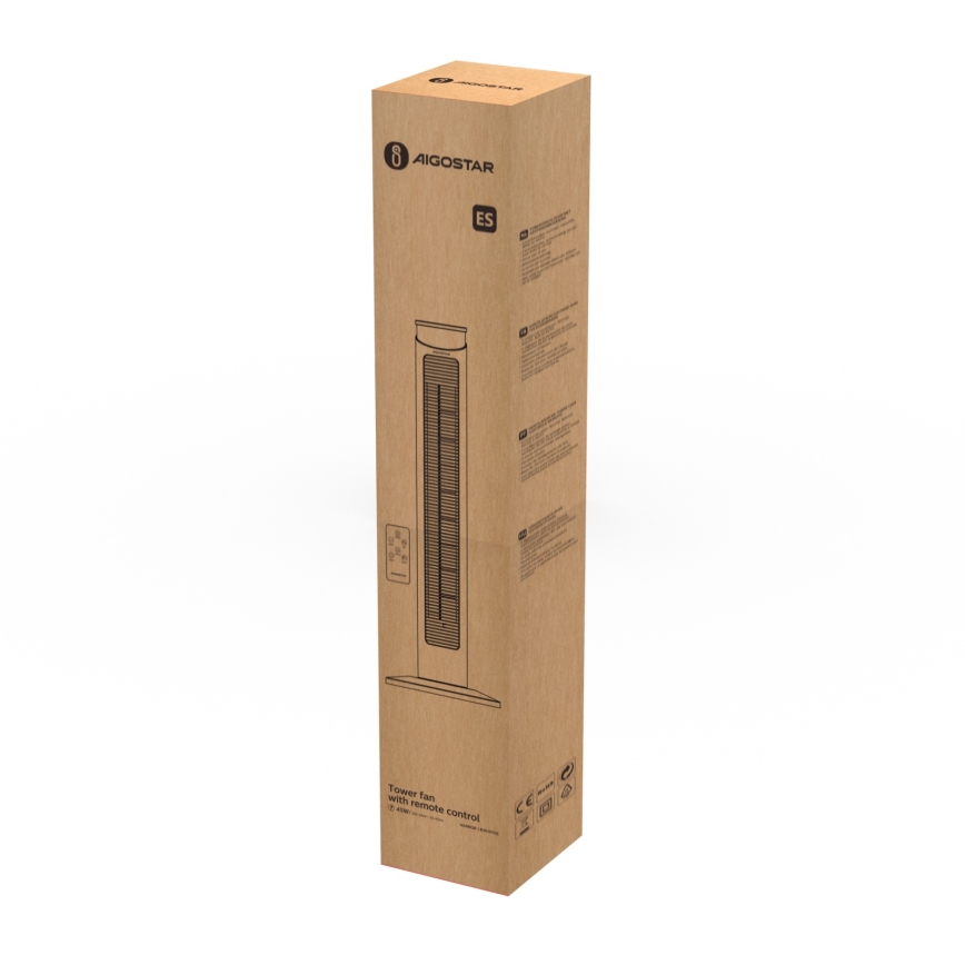 Aigostar - Ventilateur colonne 45W/230V noir + Télécommande