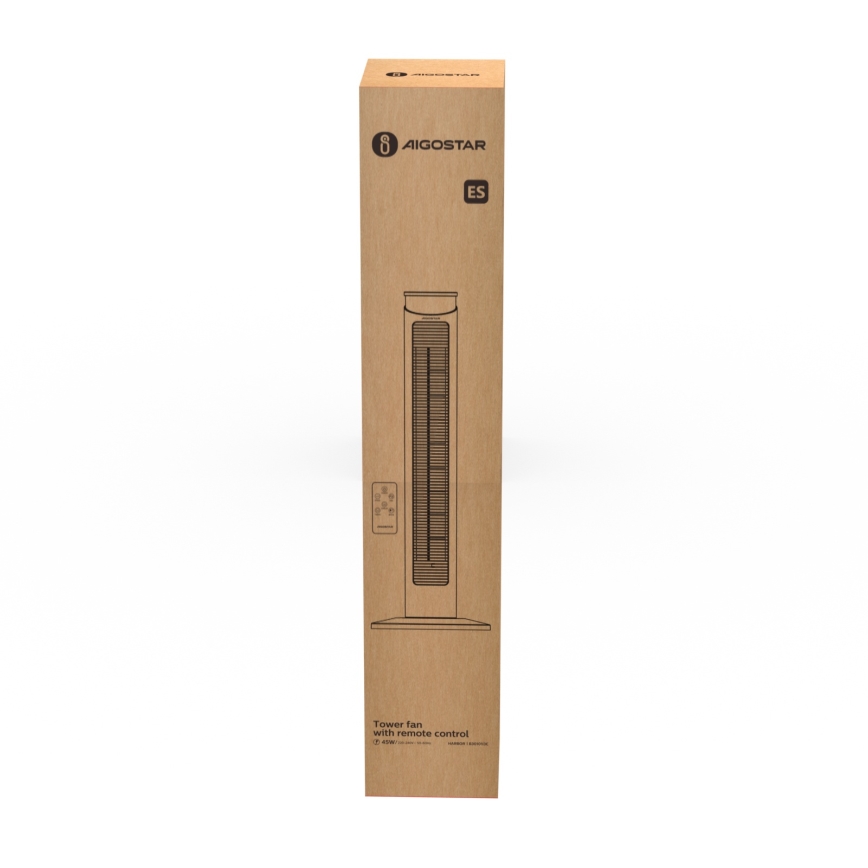 Aigostar - Ventilateur colonne 45W/230V noir + Télécommande
