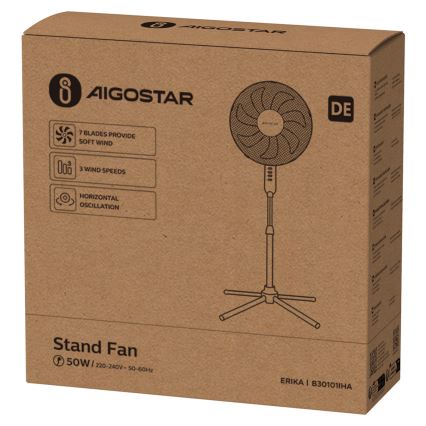 Aigostar - Ventilateur colonne 50W/230V 120 cm blanc