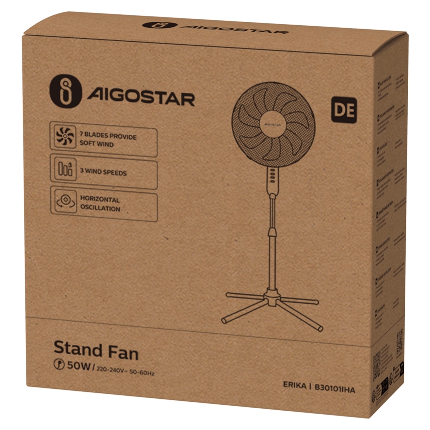 Aigostar - Ventilateur colonne 50W/230V 120 cm blanc