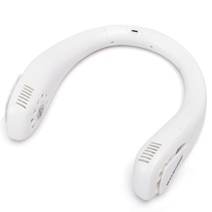 Aigostar - Ventilateur de cou rechargeable 4W/5V 2000mAh blanc