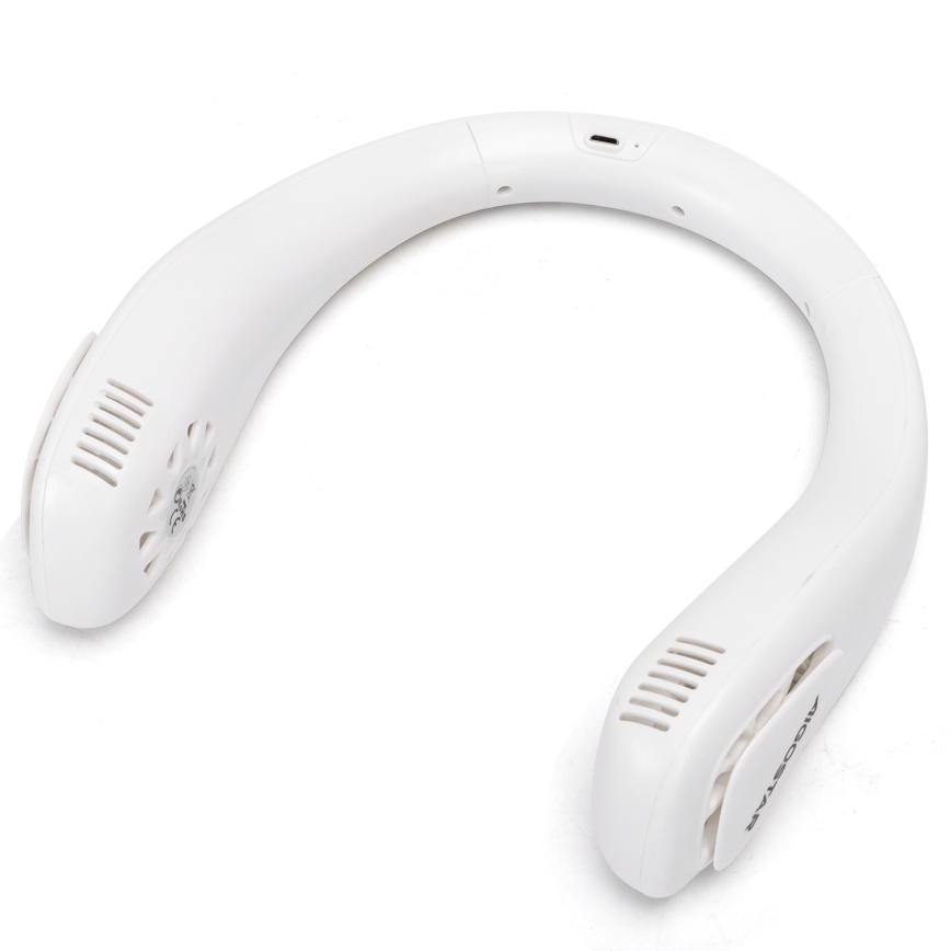 Aigostar - Ventilateur de cou rechargeable 4W/5V 2000mAh blanc