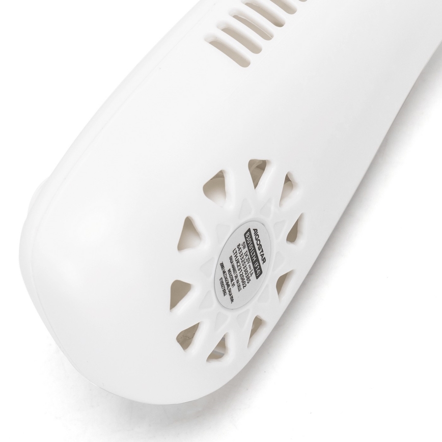 Aigostar - Ventilateur de cou rechargeable 4W/5V 2000mAh blanc