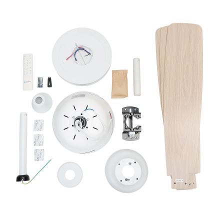 Aigostar - Ventilateur de plafond à intensité variable LED/20W/230V 2700-6500K 132cm blanc/beige + télécommande