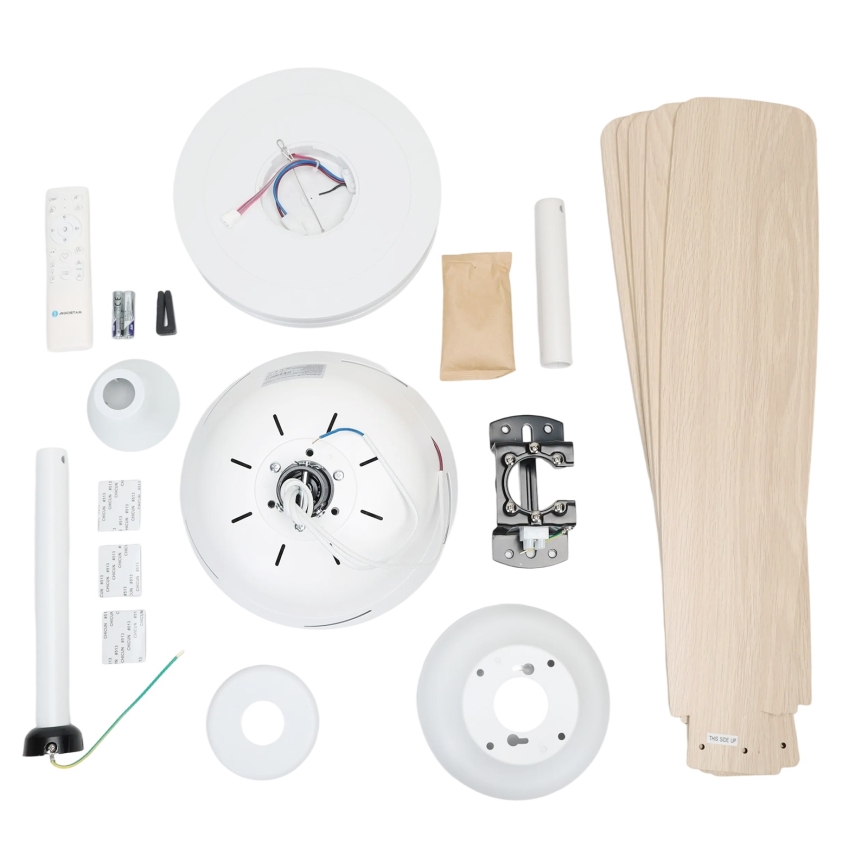 Aigostar - Ventilateur de plafond à intensité variable LED/20W/230V 2700-6500K 132cm blanc/beige + télécommande