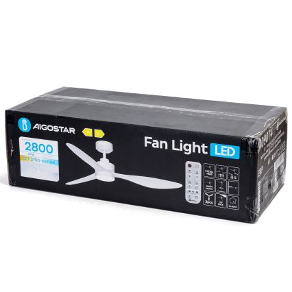 Aigostar - Ventilateur de plafond à intensité variable LED/20W/230V 2700-6500K 132cm blanc + télécommande