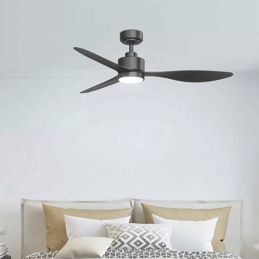 Aigostar - Ventilateur de plafond à intensité variable LED/20W/230V 2700-6500K 132cm noir + télécommande