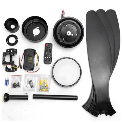 Aigostar - Ventilateur de plafond à intensité variable LED/20W/230V 2700-6500K 132cm noir + télécommande