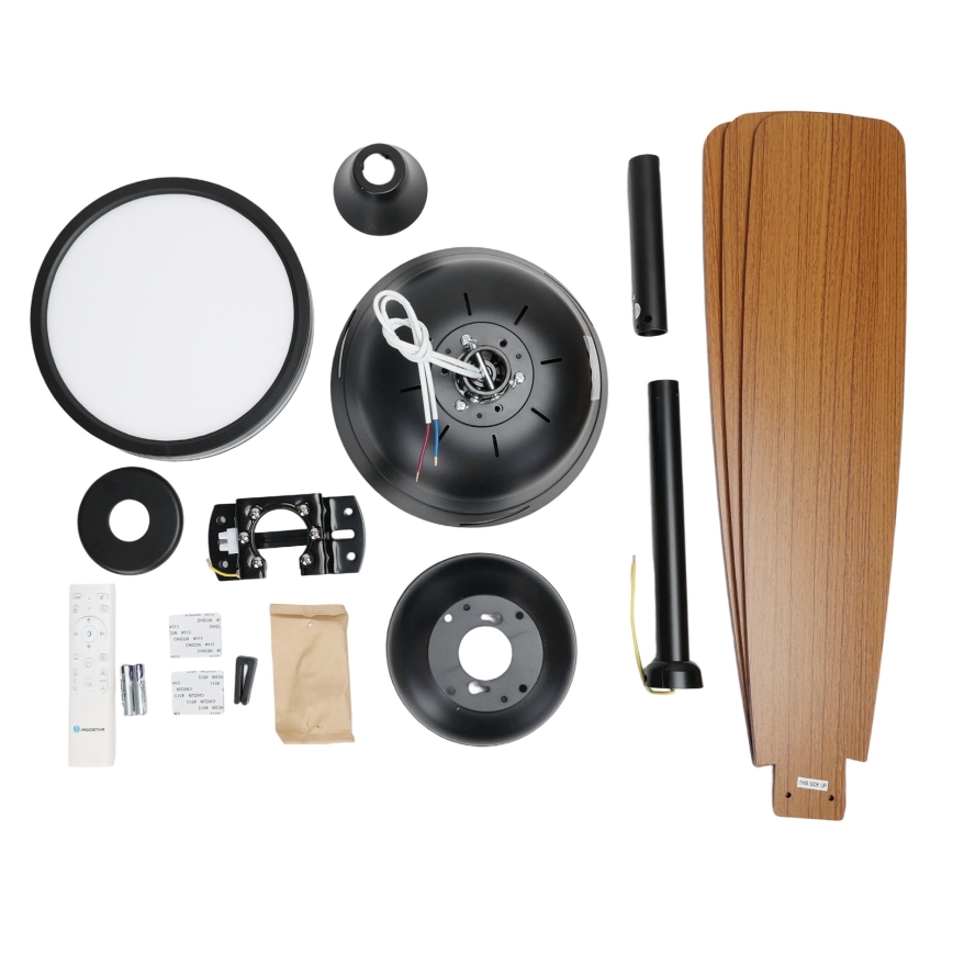 Aigostar - Ventilateur de plafond à intensité variable LED/20W/230V 2700-6500K 132cm marron + télécommande