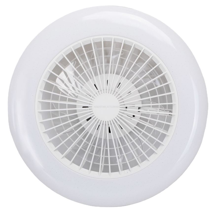 Aigostar - Plafonnier à intensité variable RGBW avec ventilateur LED/40W/230V 2700-6500K d. 48,5 cm blanc + Télécommande