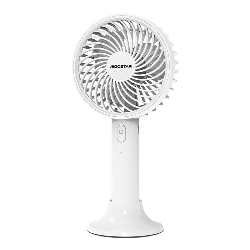Aigostar - Ventilateur de poche rechargeable 3W/5V 1500mAh USB blanc
