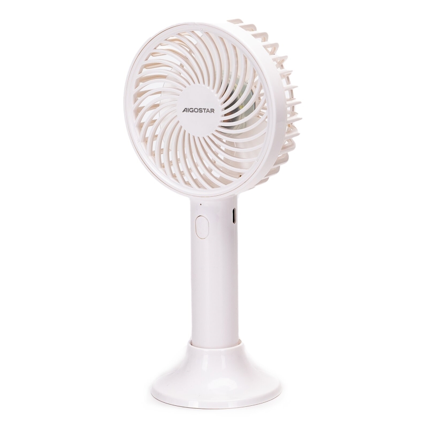 Aigostar - Ventilateur de poche rechargeable 3W/5V 1500mAh USB blanc
