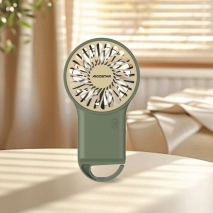 Aigostar - Ventilateur de poche rechargeable 4 W / 5 V, 500 mAh, USB, vert