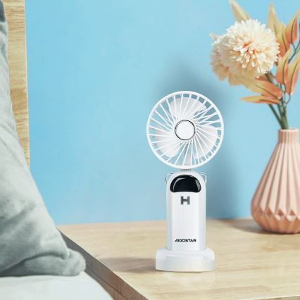 Aigostar - Ventilateur de poche rechargeable 4W/5V 1200mAh blanc