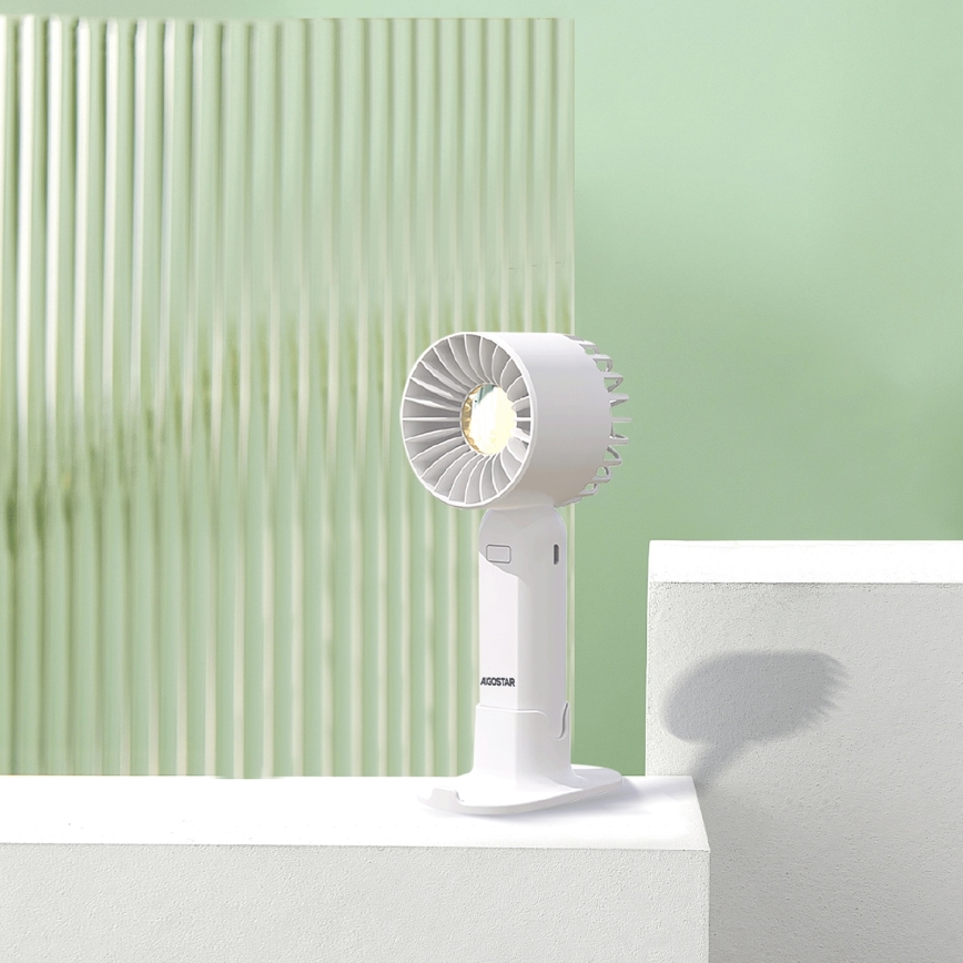 Aigostar - Ventilateur de poche rechargeable 4W/5V 500mAh USB blanc