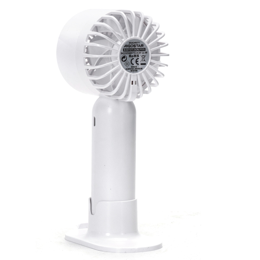 Aigostar - Ventilateur de poche rechargeable 4W/5V 500mAh USB blanc