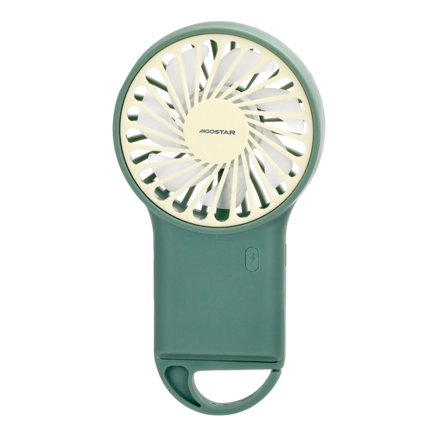 Aigostar - Ventilateur de poche rechargeable 4W/5V 500mAh USB vert
