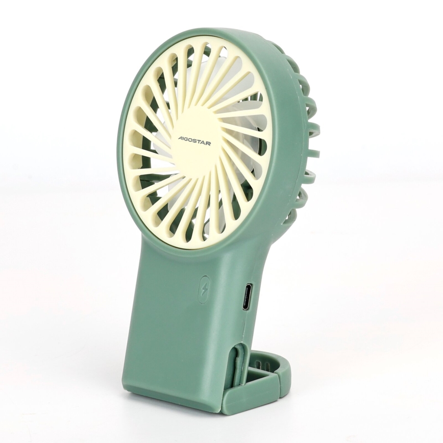 Aigostar - Ventilateur de poche rechargeable 4W/5V 500mAh USB vert