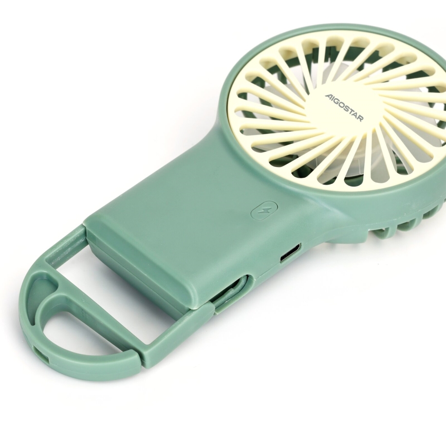 Aigostar - Ventilateur de poche rechargeable 4W/5V 500mAh USB vert
