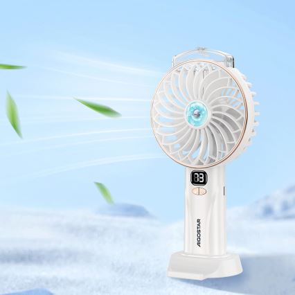 Aigostar - Ventilateur de poche rechargeable 5W/5V 2400 mAh USB blanc