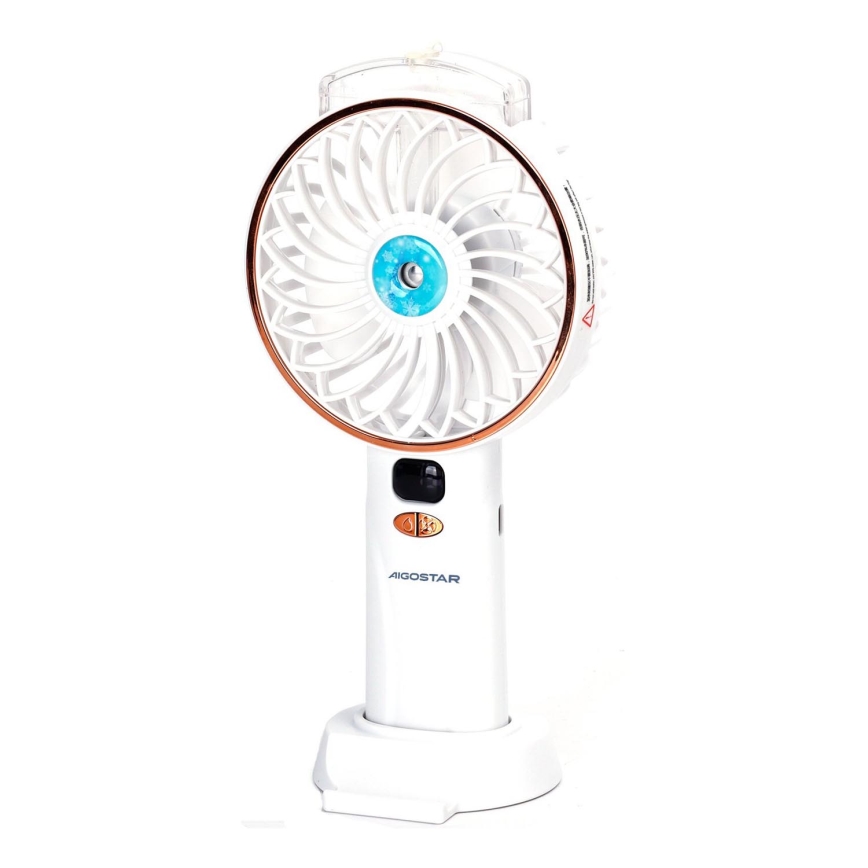 Aigostar - Ventilateur de poche rechargeable 5W/5V 2400mAh USB blanc