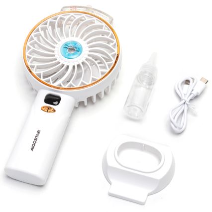 Aigostar - Ventilateur de poche rechargeable 5W/5V 2400mAh USB blanc