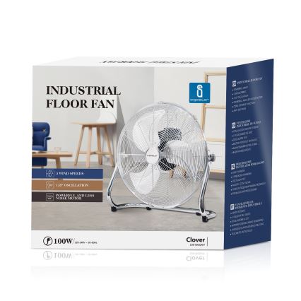 Aigostar - Ventilateur de sol 100W/230V 51 cm chrome brillant