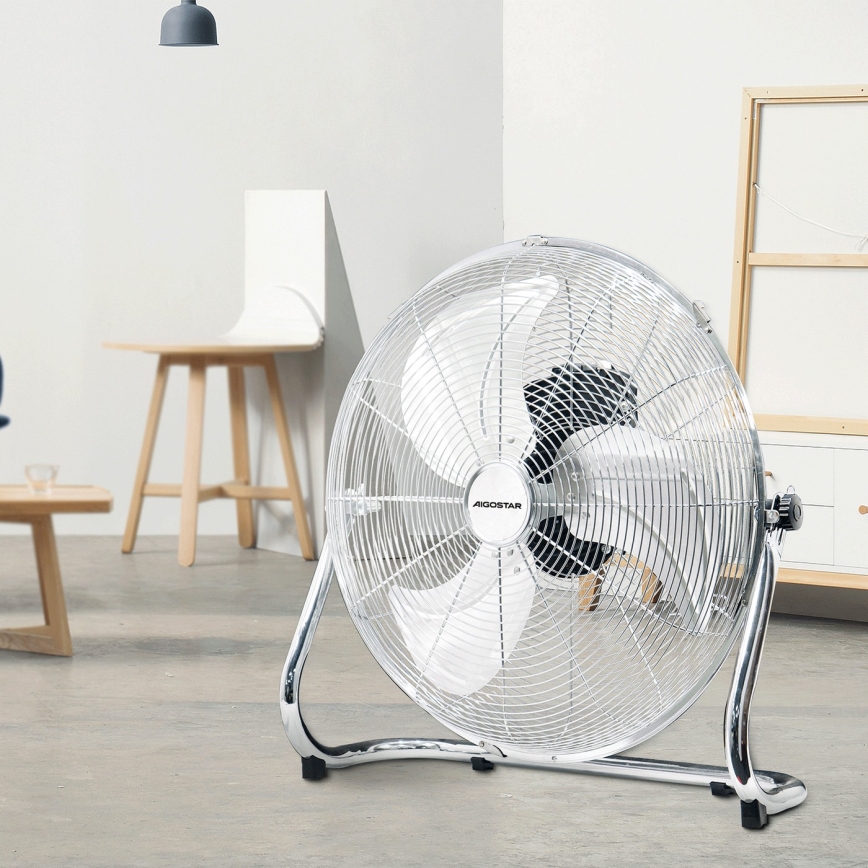 Aigostar - Ventilateur de sol 100W/230V chrome brillant