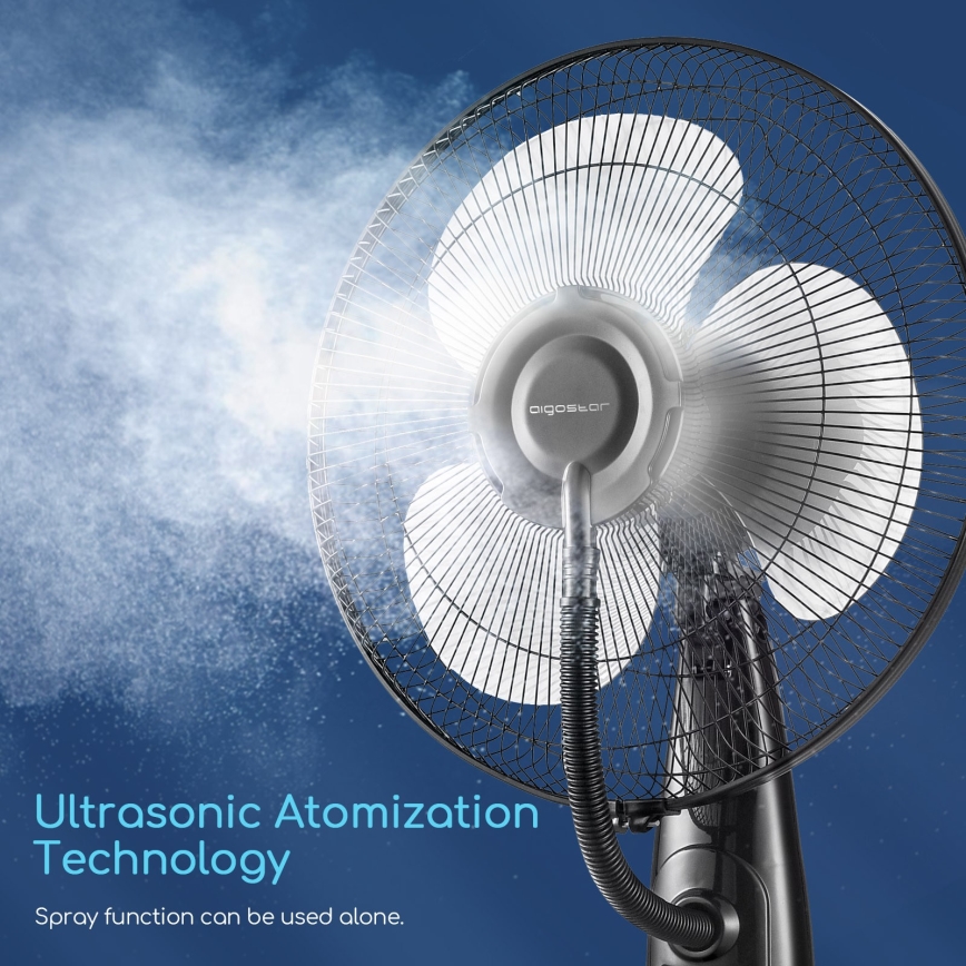 Aigostar - Ventilateur de sol avec jet d'eau 75W/230V + télécommande