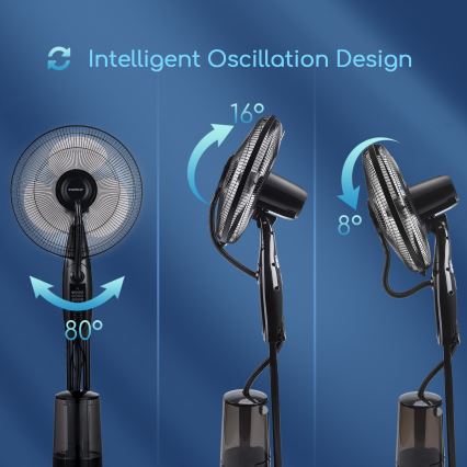Aigostar - Ventilateur de sol avec jet d'eau 75W/230V + télécommande