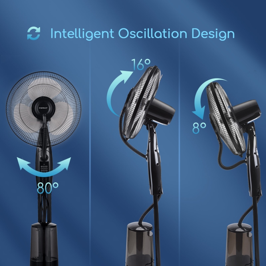 Aigostar - Ventilateur de sol avec jet d'eau 75W/230V + télécommande