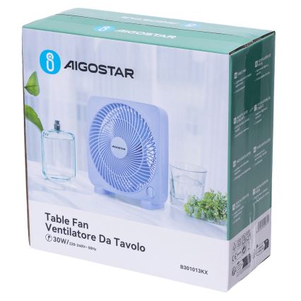 Aigostar - Ventilateur de table 30 W / 230 V, bleu