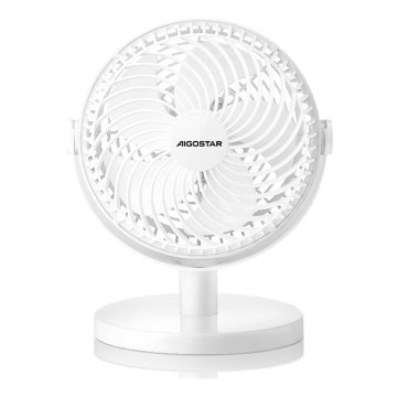 Aigostar - Ventilateur de table 3W/5V blanc