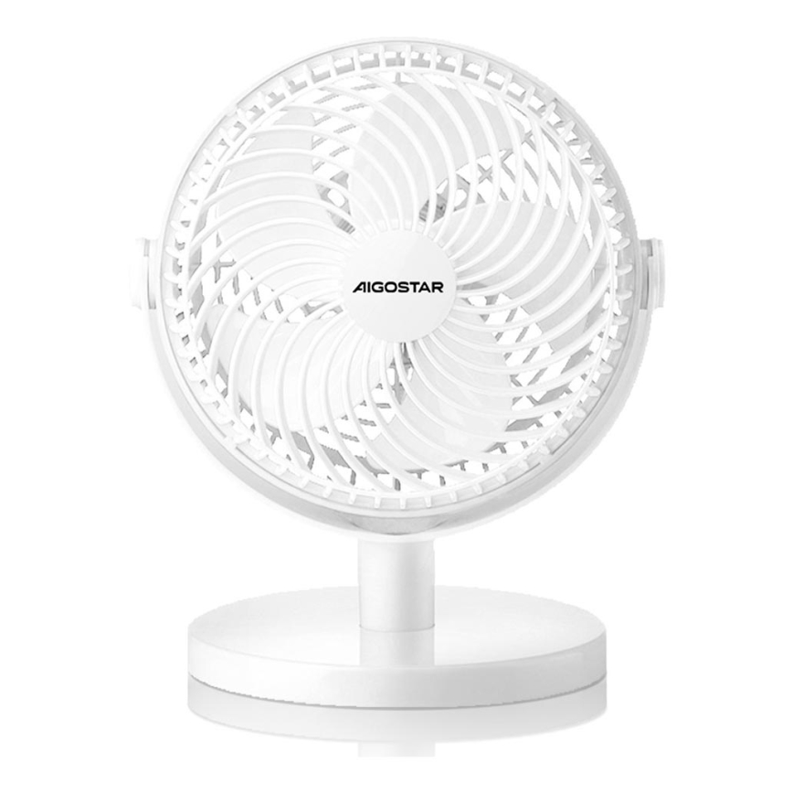Aigostar - Ventilateur de table 3W/5V blanc