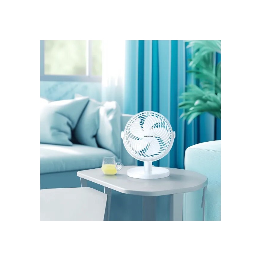 Aigostar - Ventilateur de table 3W/5V blanc